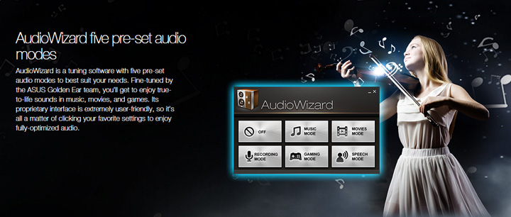 AudioWizard five pre-set audio modes