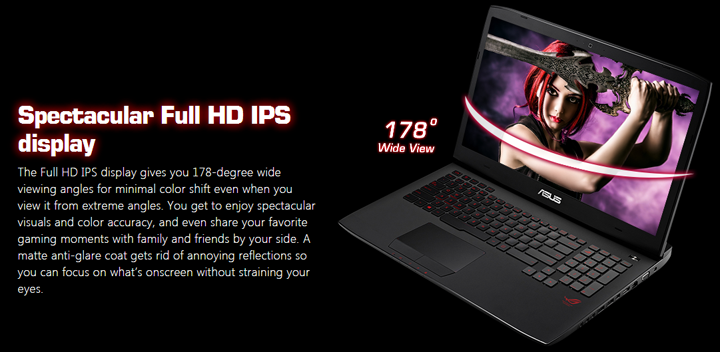 Asus G751JT-DH72 for Spectacular Full HD IPS display