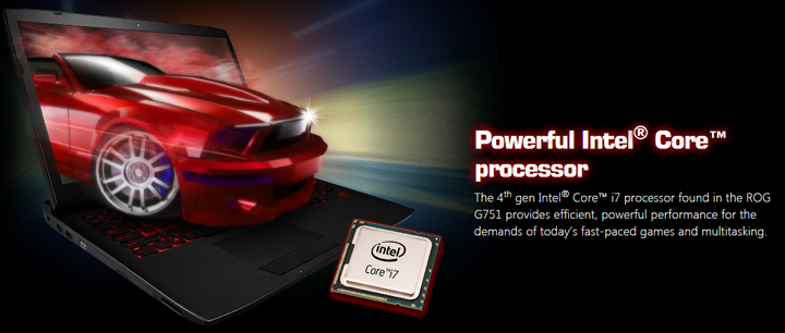 Asus G751JT-DH72 for Powerful Intel Core Processor
