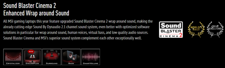 MSI GS70 Stealth Pro-097 for Sound Blaster Cinema 2